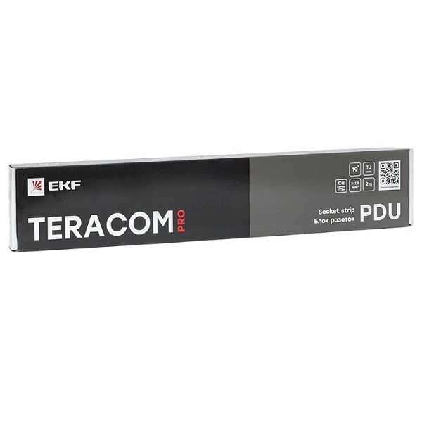 Блок розеток PDU TERACOM PRO 19" 1U 16А/250В 9 розеток Schuko шнур питания длиной 2 метра сечение 3x1,5 мм2 вилка Schuko корпус пластик черный