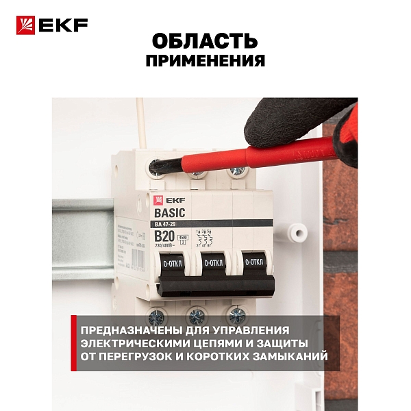 Автоматический выключатель ВА 47-29 2P 16А (C) 4,5кА BASIC