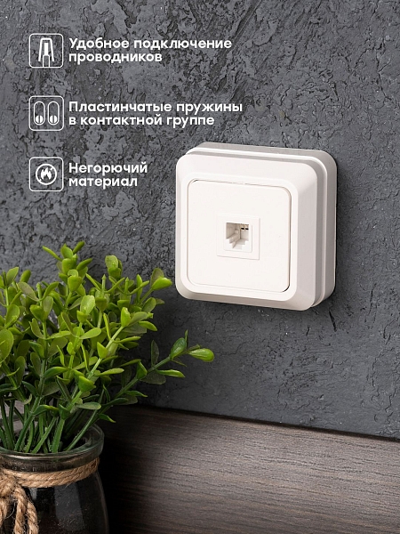 Розетка Phone 1-мест. бел. Рим EKF