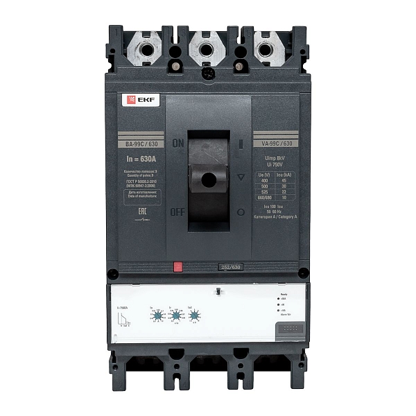 Выключатель автоматический в литом корпусе ВА-99C 630/630А 3P 45кА с электронным расцепителем EKF