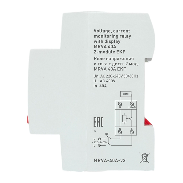 Реле напряжения и тока с дисп. 2 мод. MRVA 40A EKF
