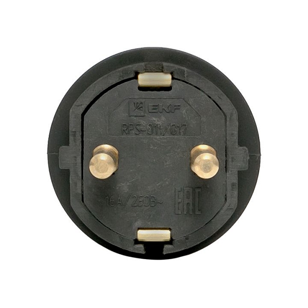 Вилка угловая каучуковая с кольцом 230В 2P+PE 16A IP44 EKF Марс