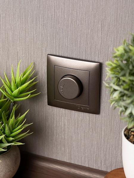 Валенсия лицевая панель светорегулятора 600W 220В графит EKF