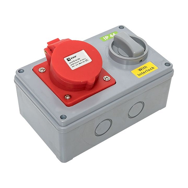 Розетка с блокировкой и выключателем 1415 3Р+РЕ+N 16А 380В IP44 EKF