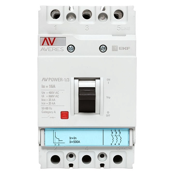 Выключатель автоматический в литом корпусе AV-POWER-1/3 16А 35кА TR EKF