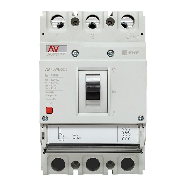 Выключатель автоматический в литом корпусе AV-POWER-2/3 100А 80кА TR EKF