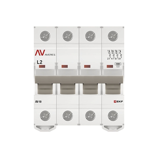 Выключатель автоматический AV-10 4P 2A (L) 10kA EKF AVERES