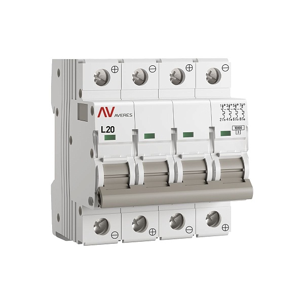 Выключатель автоматический AV-10 DC 4P 20A (L) 10kA EKF AVERES