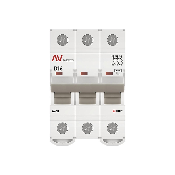 Выключатель автоматический AV-10 3P 16A (D) 10kA EKF AVERES
