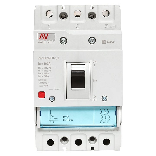 Выключатель автоматический в литом корпусе AV-POWER-1/3 100А 80кА TR EKF