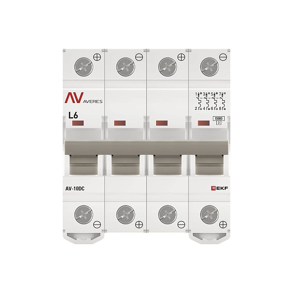 Выключатель автоматический AV-10 DC 4P 6A (L) 10kA EKF AVERES