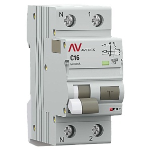 Автоматический выключатель дифференциального тока DVA-6 1P+N 16А характеристика C 10мА тип AС электромеханический 6кА AVERES EKF