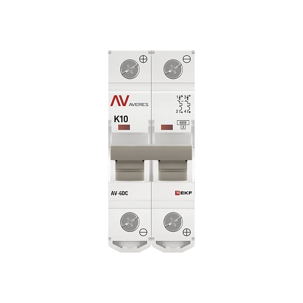Выключатель автоматический AV-6 DC 2P 10A (K) 6kA EKF AVERES