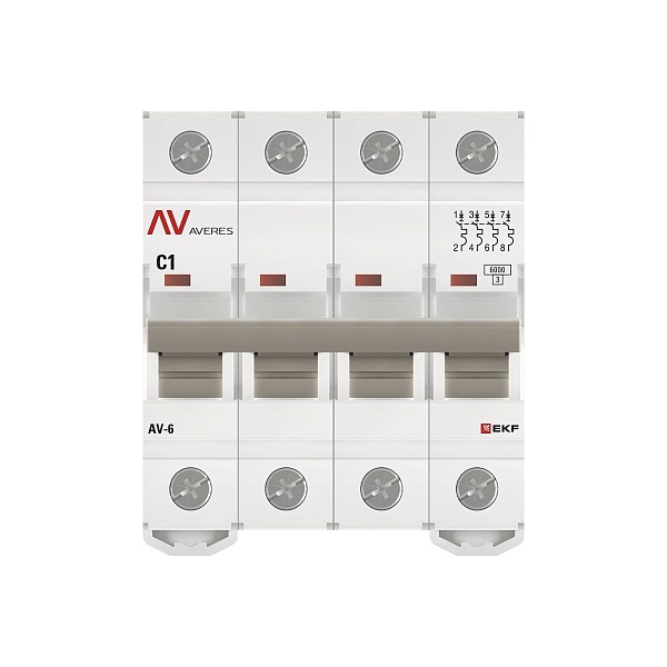 Выключатель автоматический AV-6 4P 1A (C) 6kA EKF AVERES