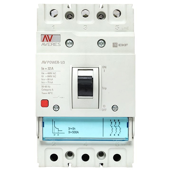Выключатель автоматический в литом корпусе AV-POWER-1/3 32А 80кА TR EKF