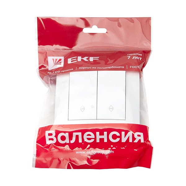 Валенсия выключатель 2-кл. 10А белый проходной EKF