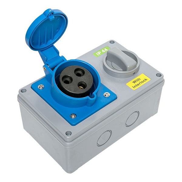 Розетка с блокировкой и выключателем 1423 2Р+РЕ 32А 220В IP44 EKF